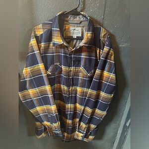 Men’s Legendary Outdoors Yellow and Blue Plaid Flannel Shirt